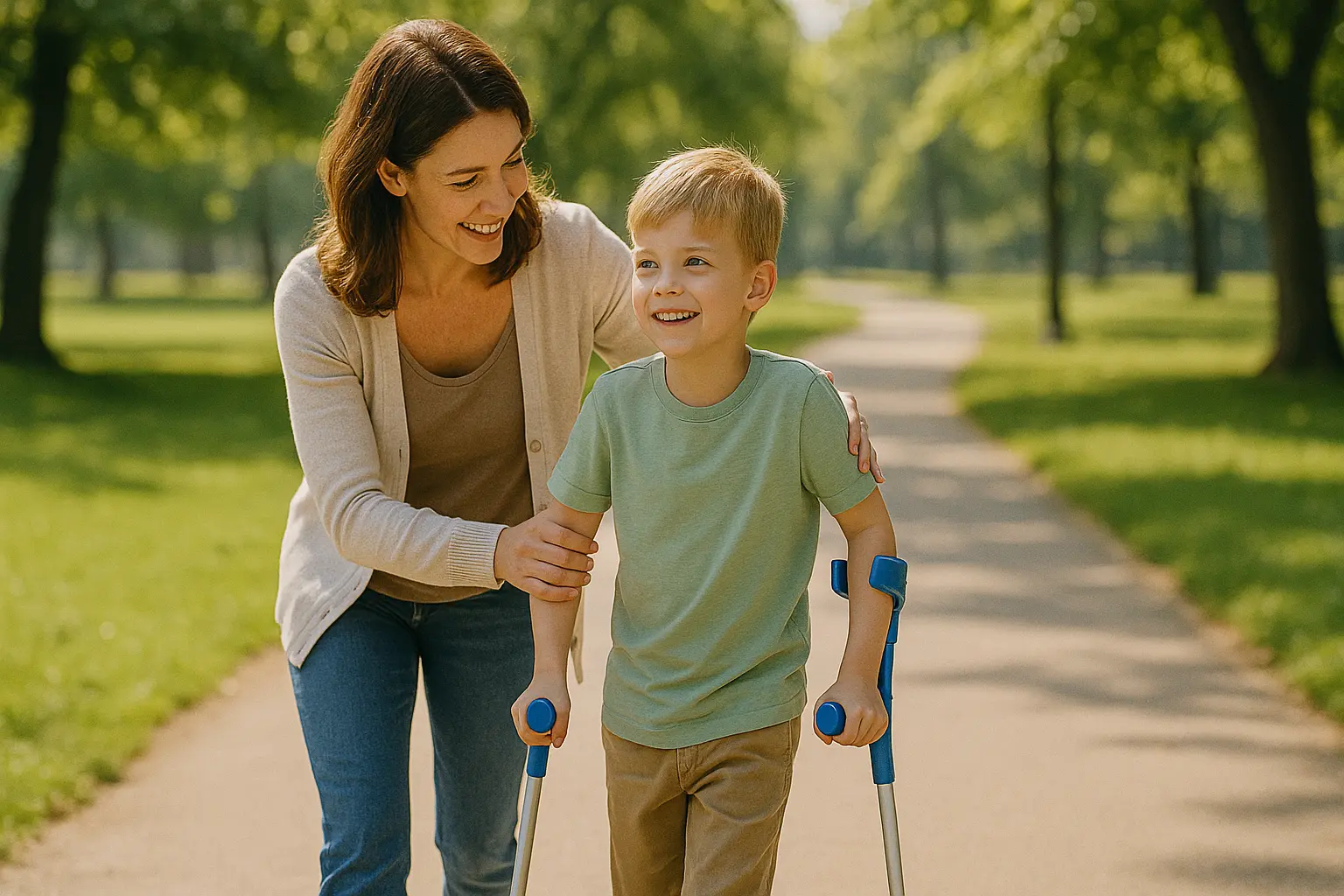 Enfant en béquilles