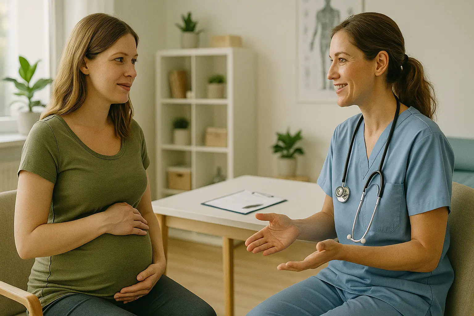 Femme enceinte se faisant aider