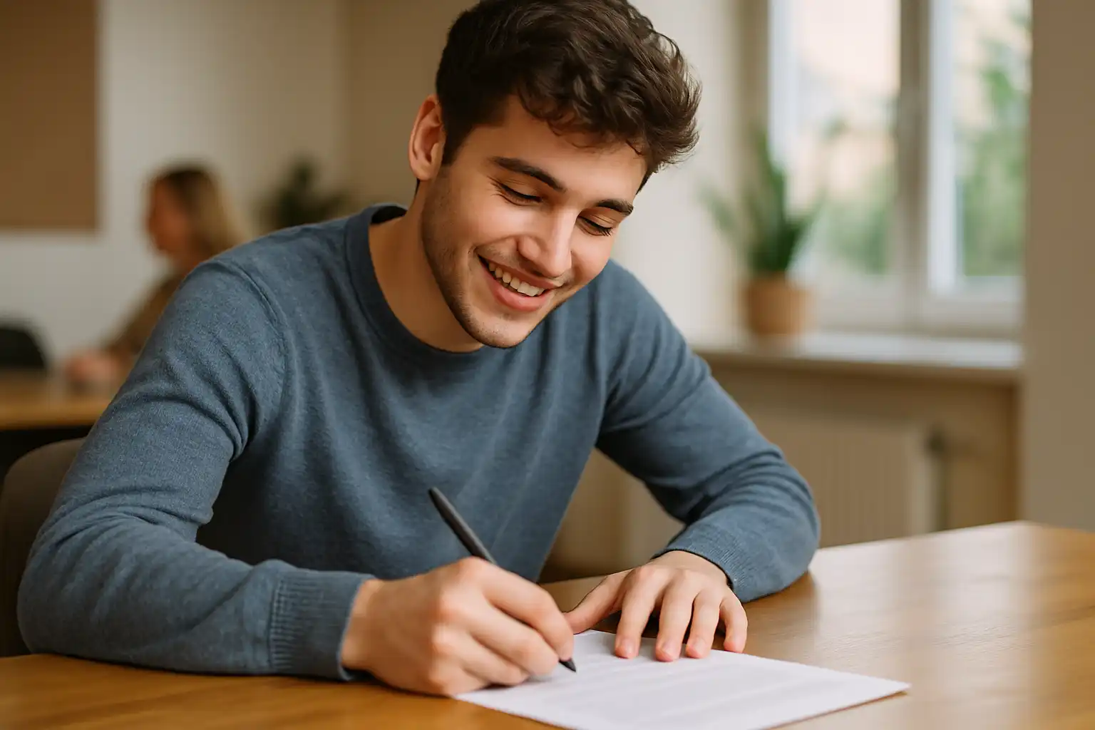 jeune alternant signant un contrat