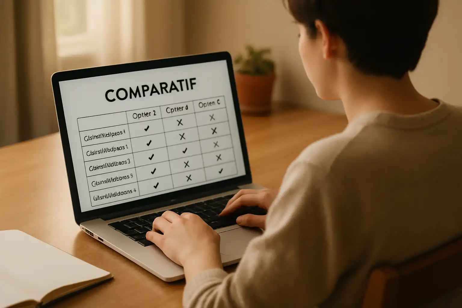 étudiant consultant un comparatif sur ordinateur