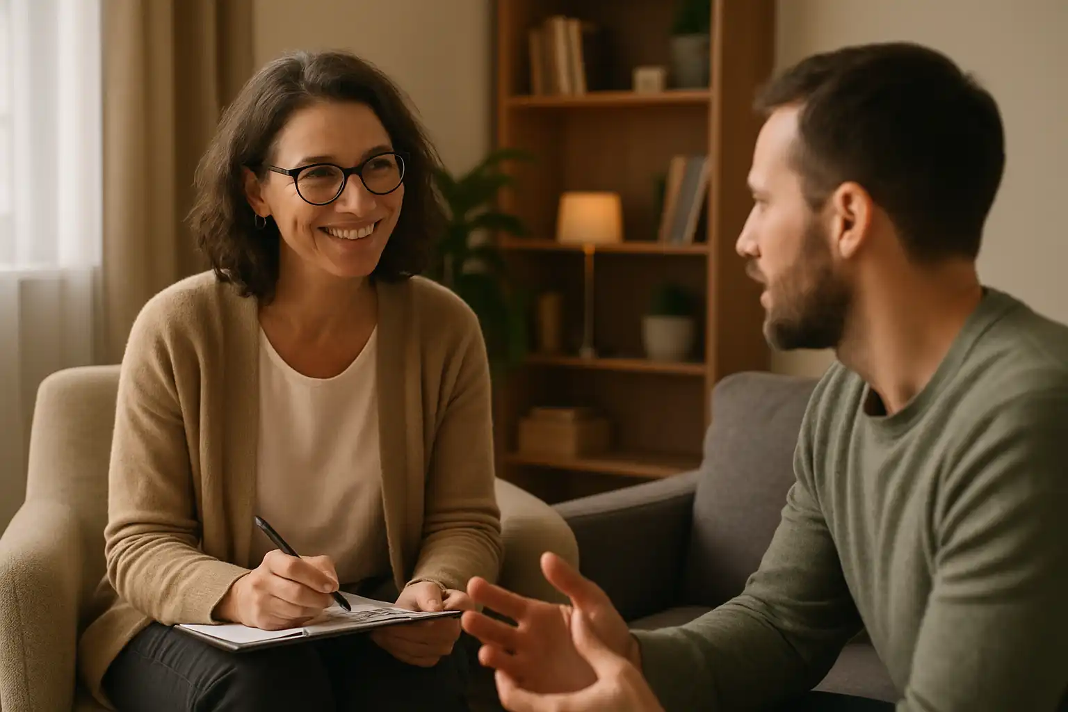 psychologue discutant avec un patient