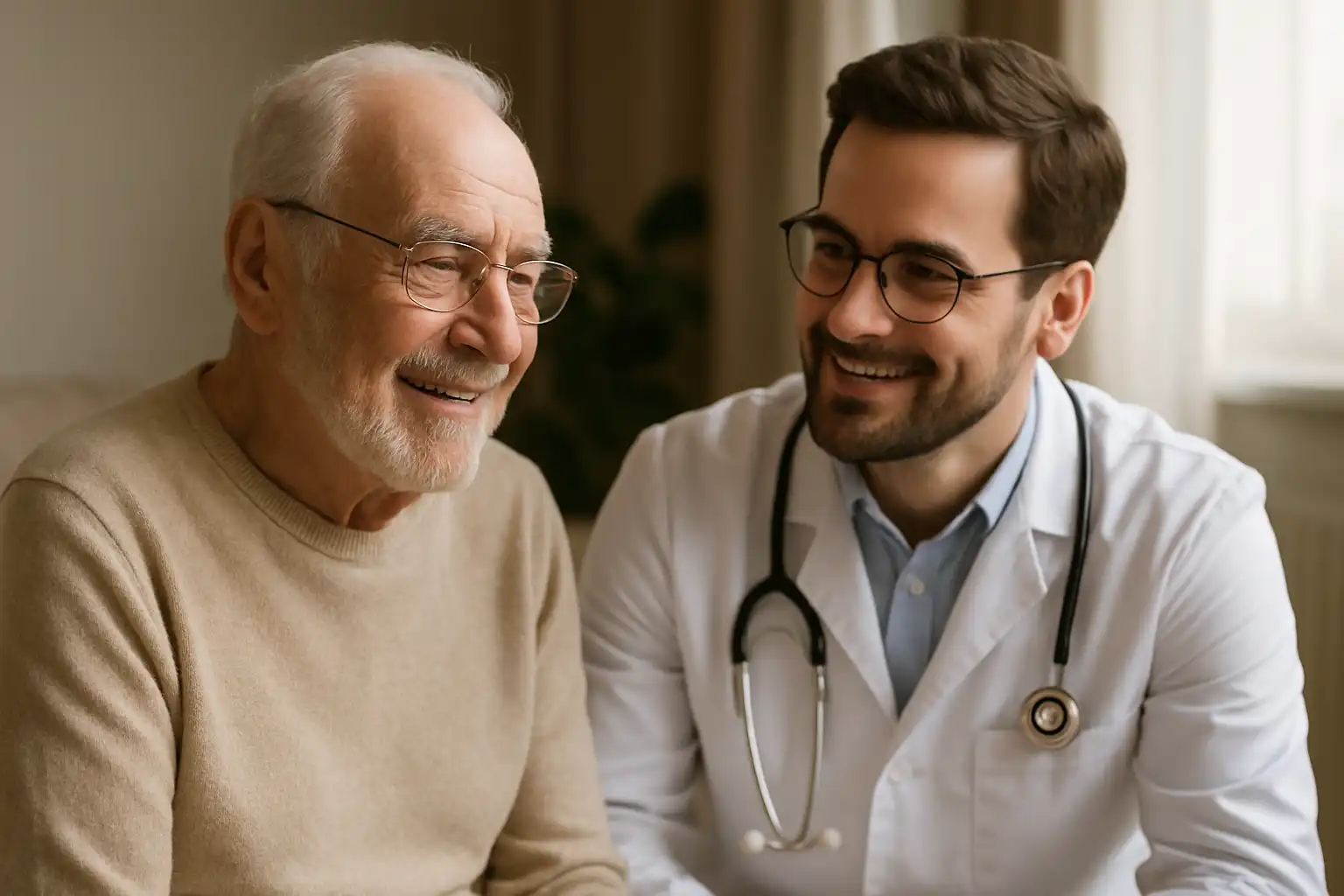 homme âgé discutant avec un médecin