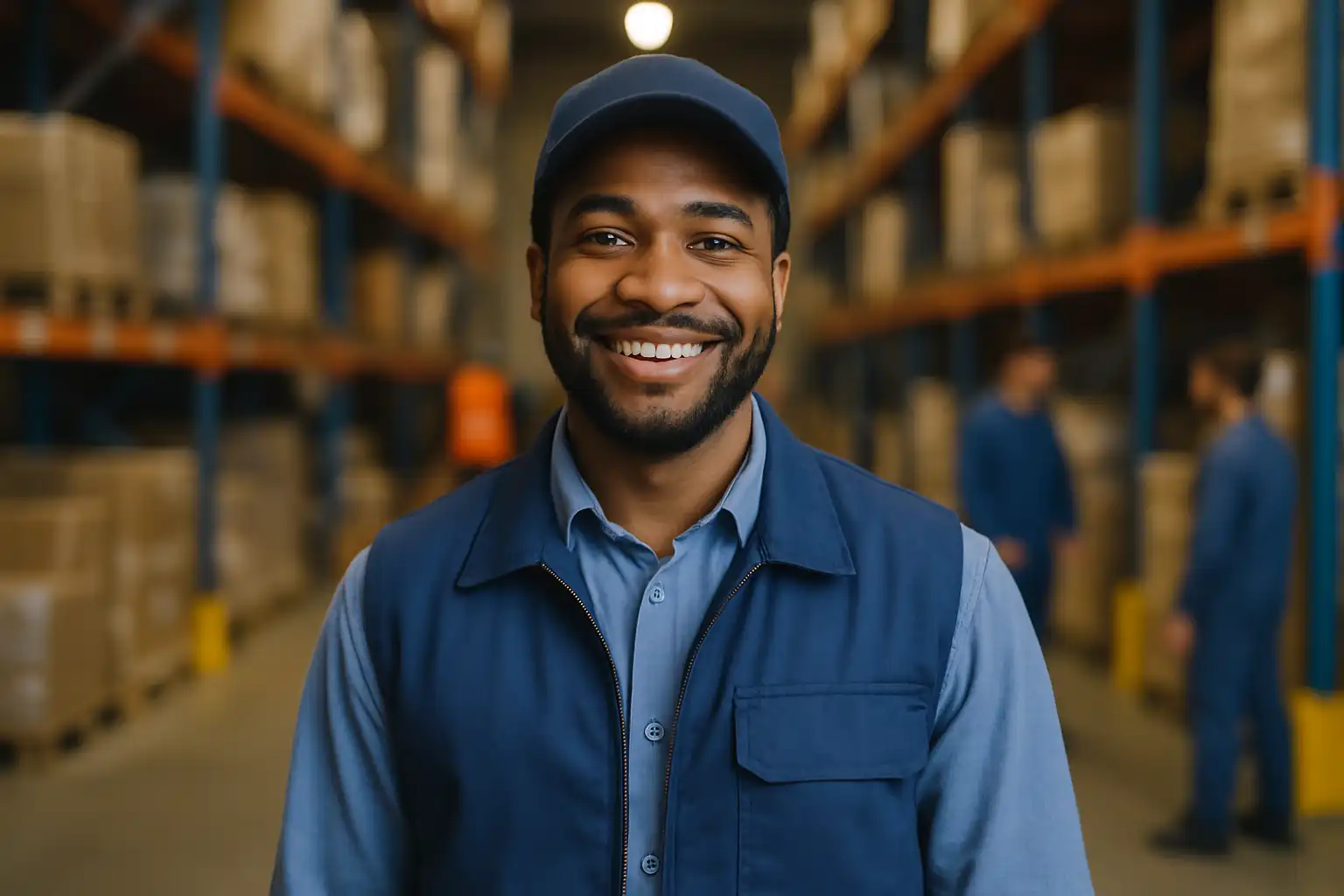 intérimaire souriant en mission