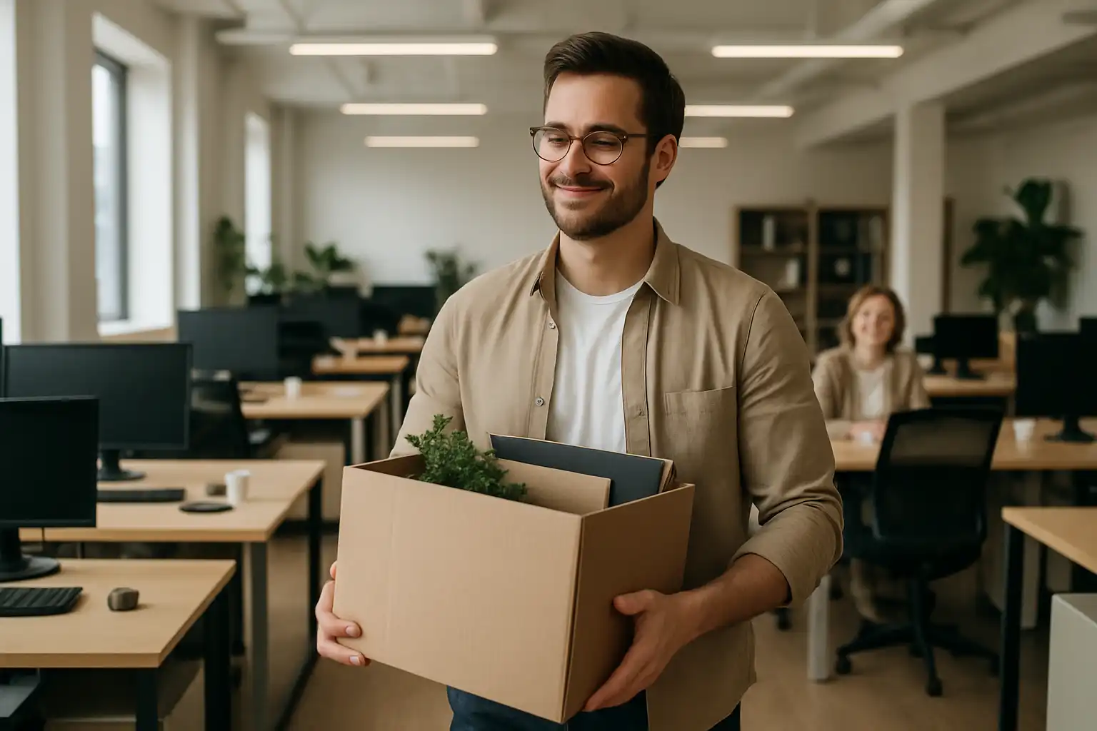 ma-mutuelle-mutuelle-entreprise-portabilite employé quittant son poste sereinement
