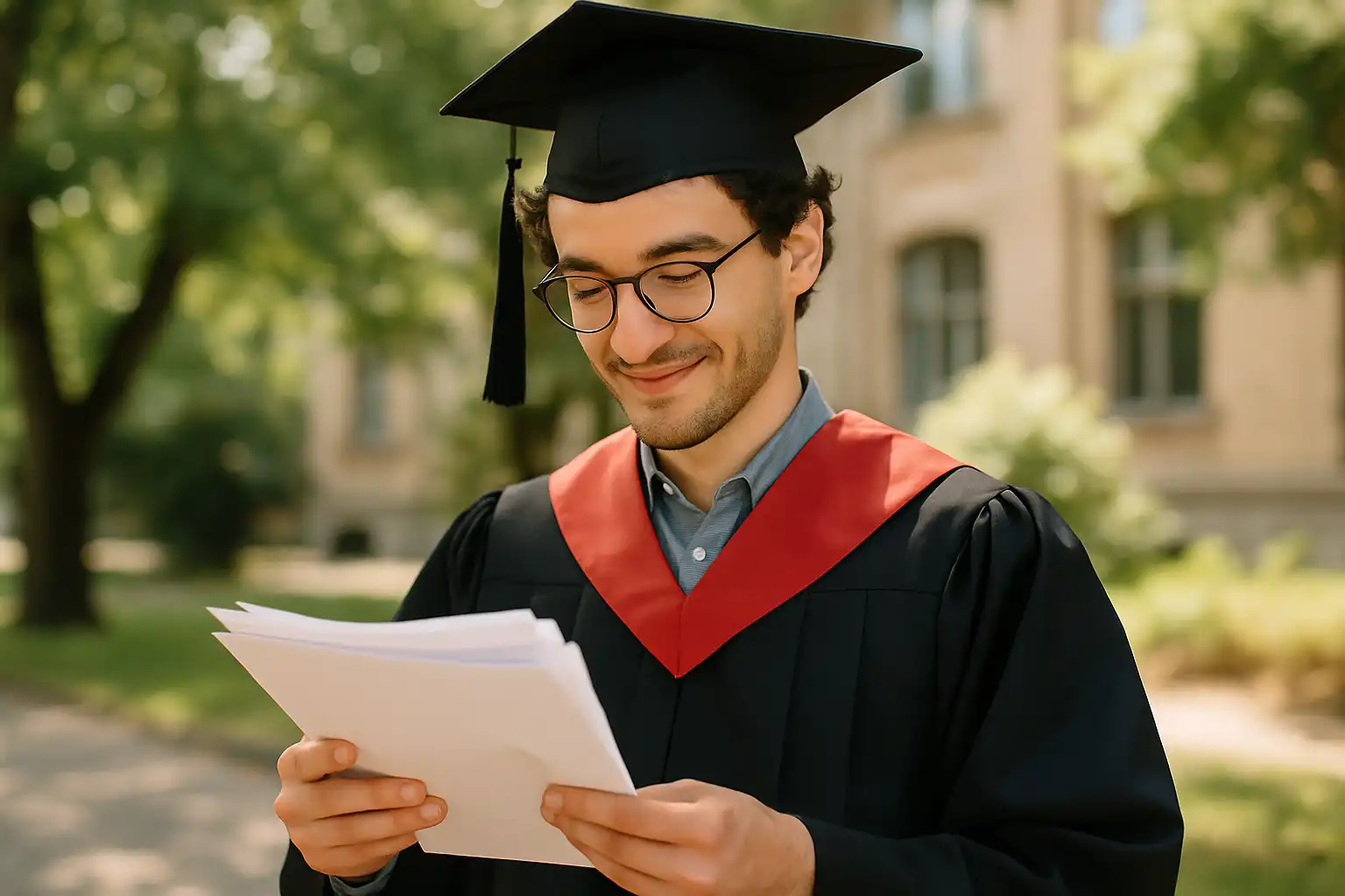 étudiant diplômé consultant ses papiers