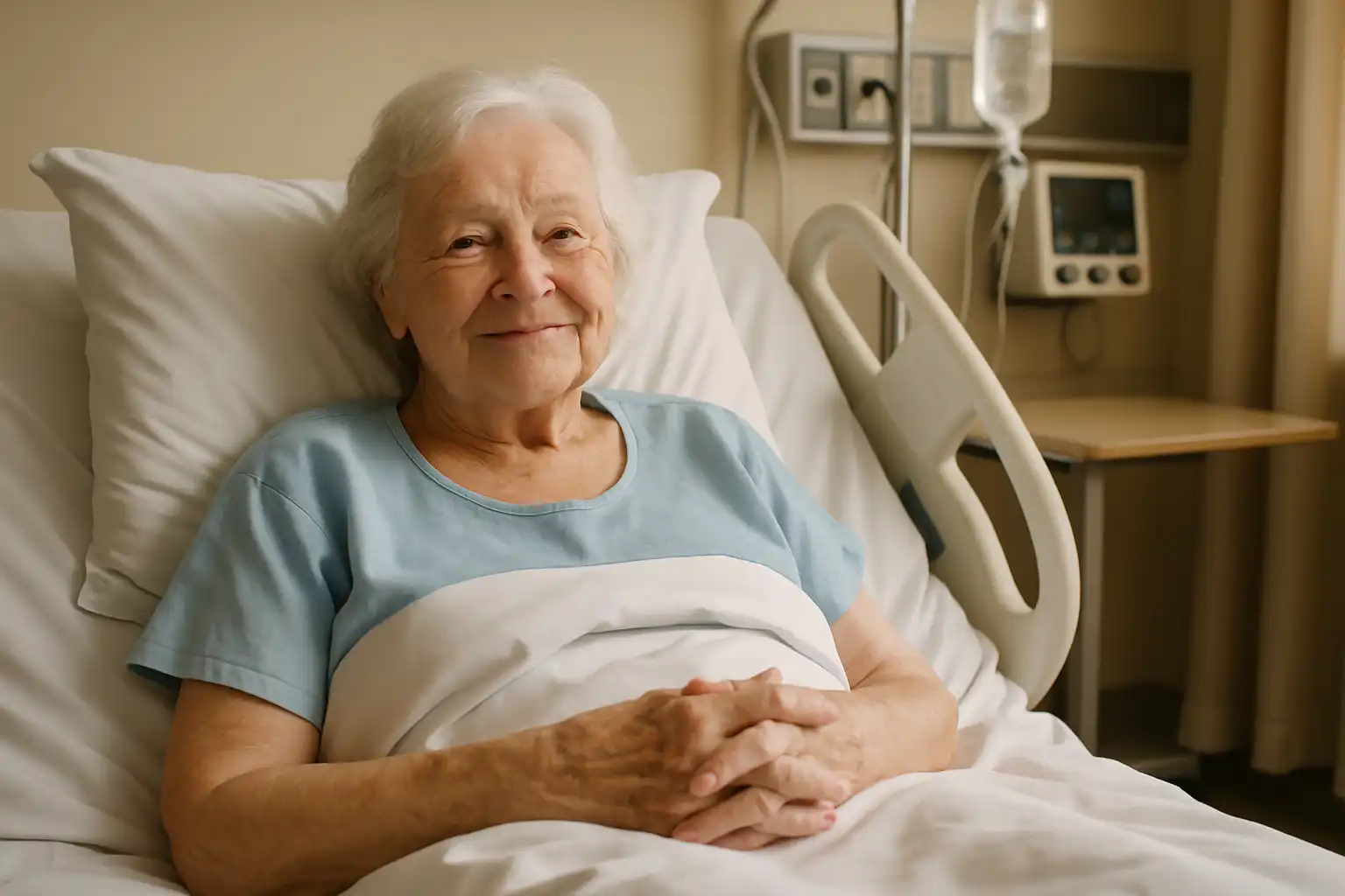 personne âgée en convalescence à l’hôpital