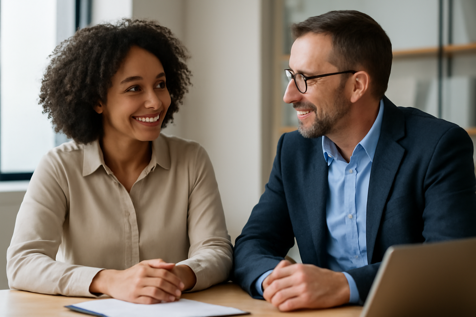 stagiaire discutant avec un manager
