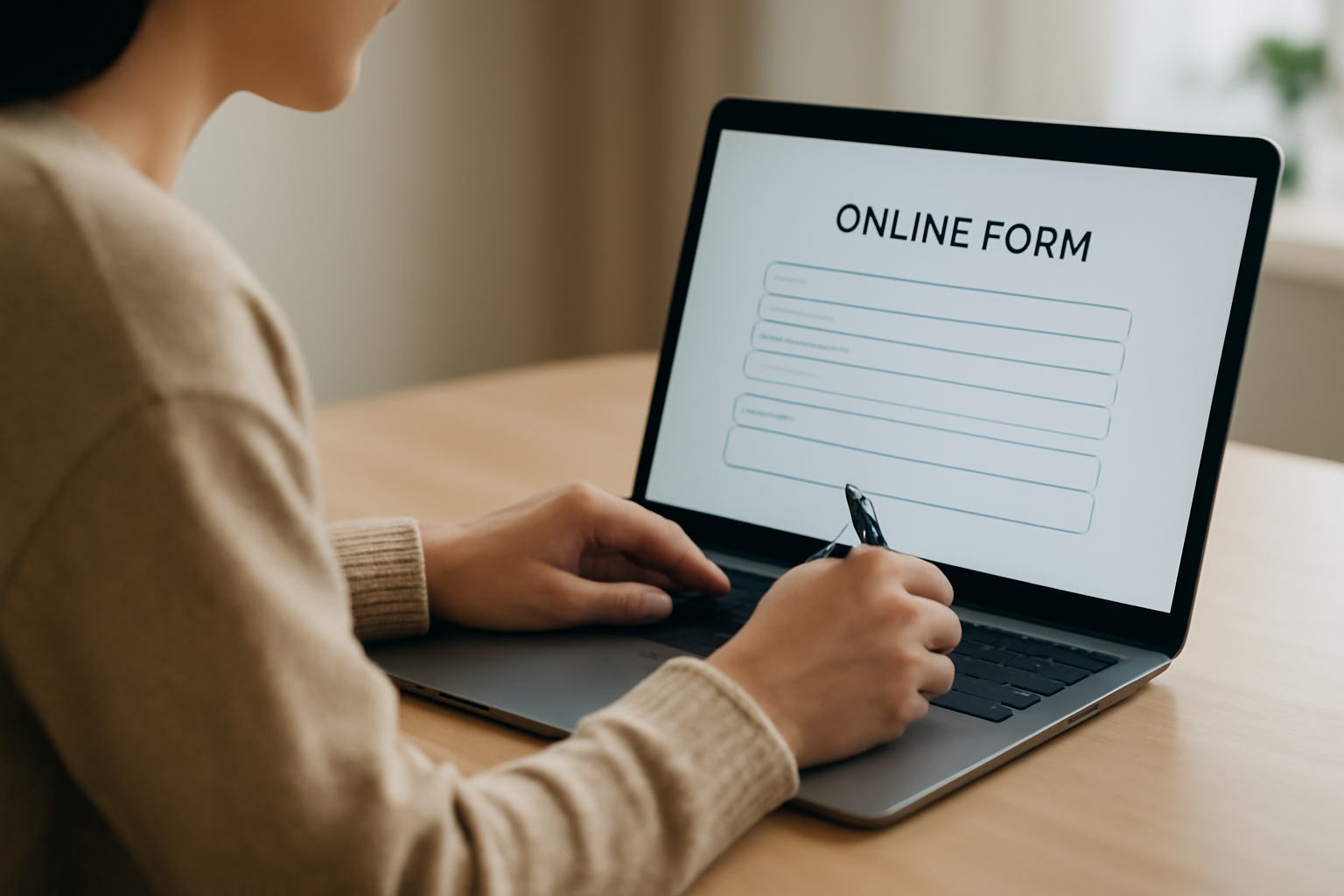 personne remplissant un formulaire en ligne