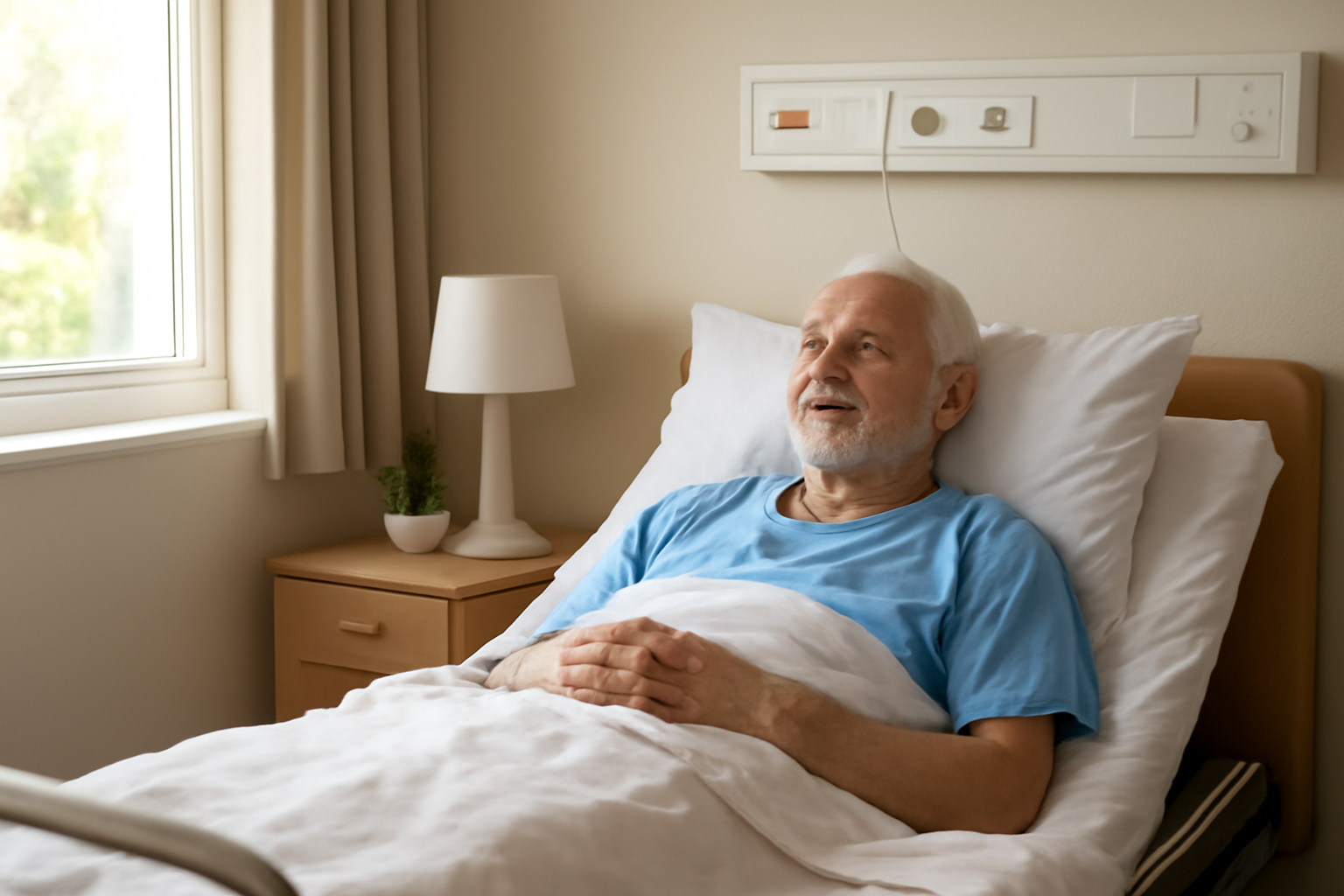 patient allongé dans une chambre individuelle