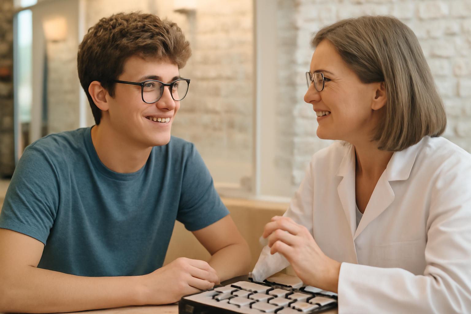 étudiant chez un opticien