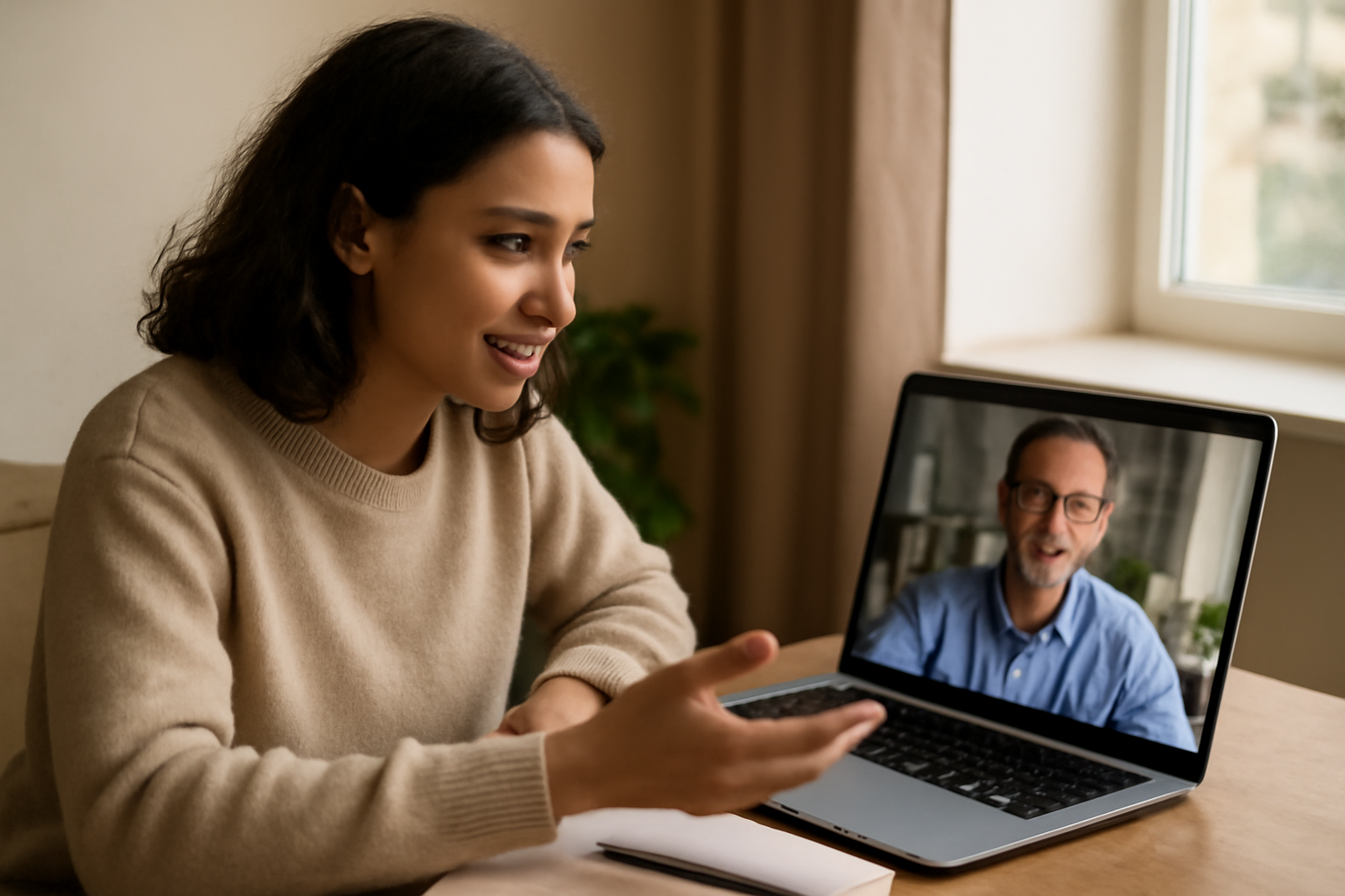 étudiante en appel vidéo avec un psy