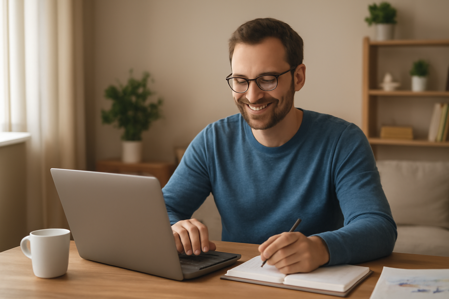 entrepreneur travaillant depuis chez lui
