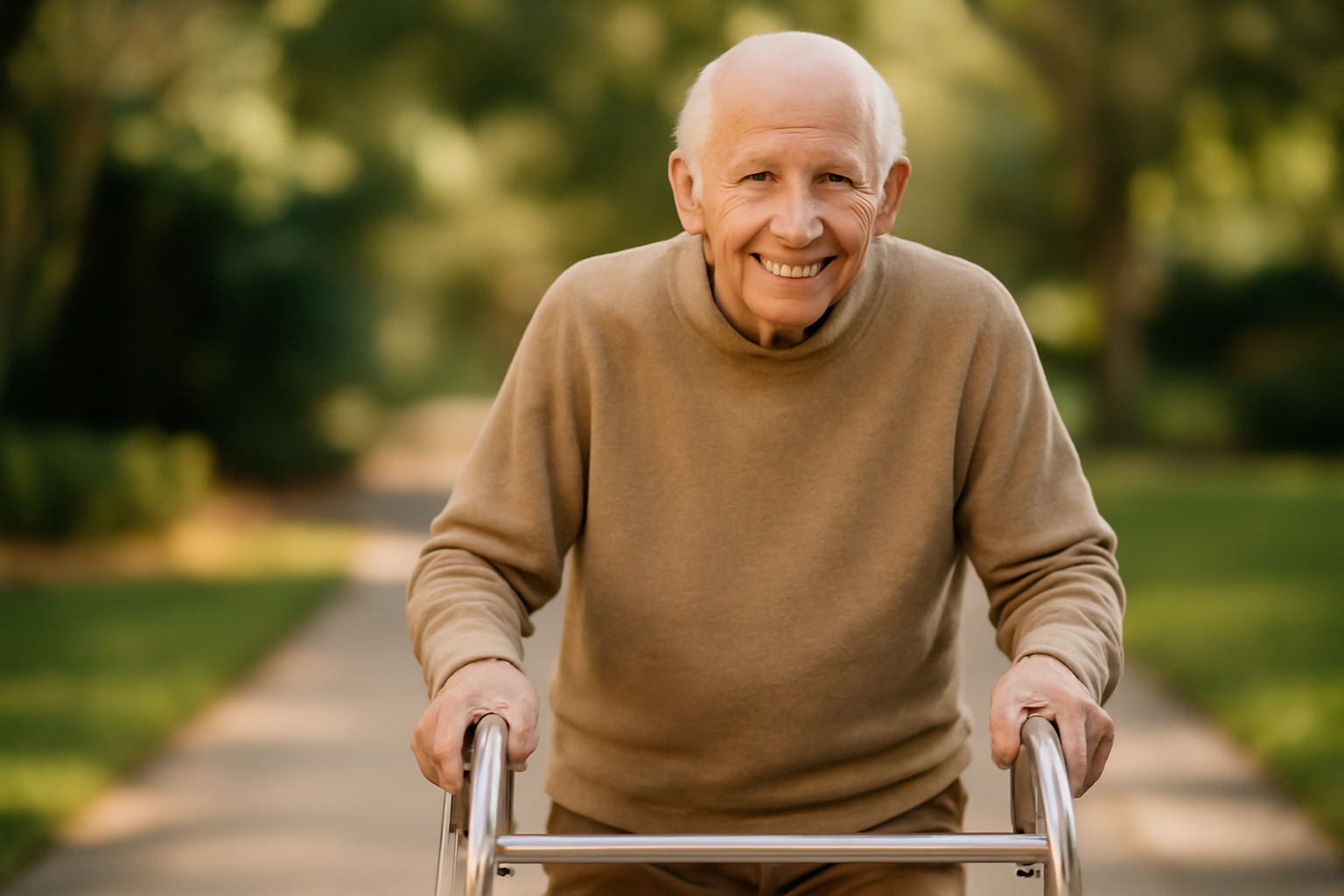 senior utilisant un déambulateur