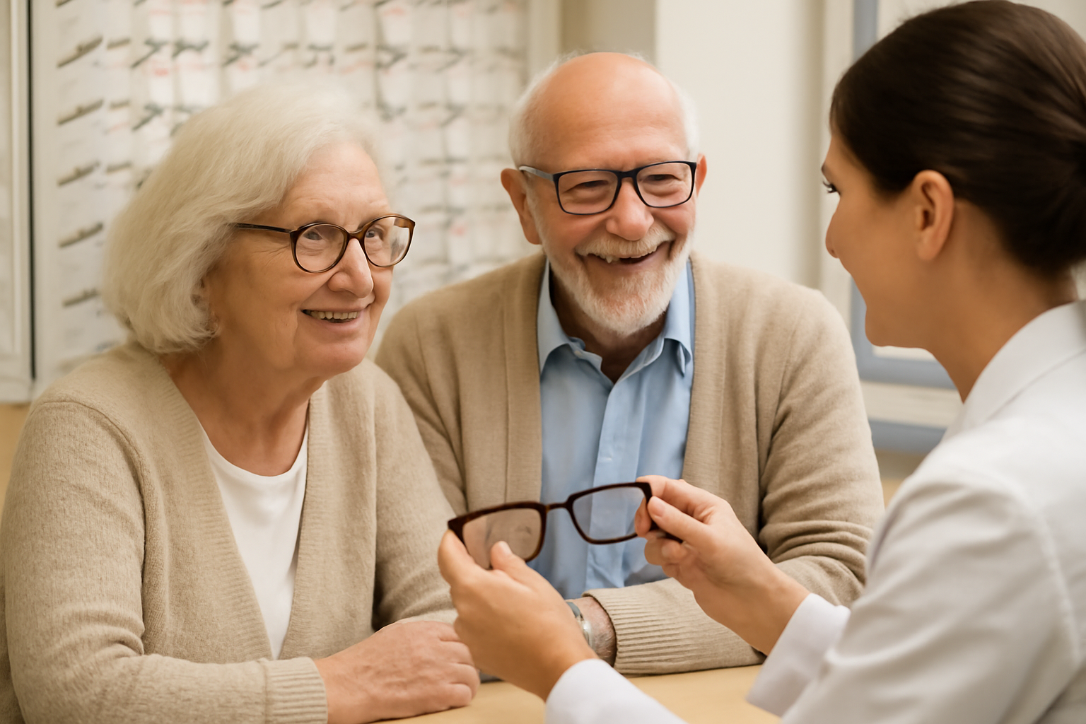 couple senior chez l’opticien