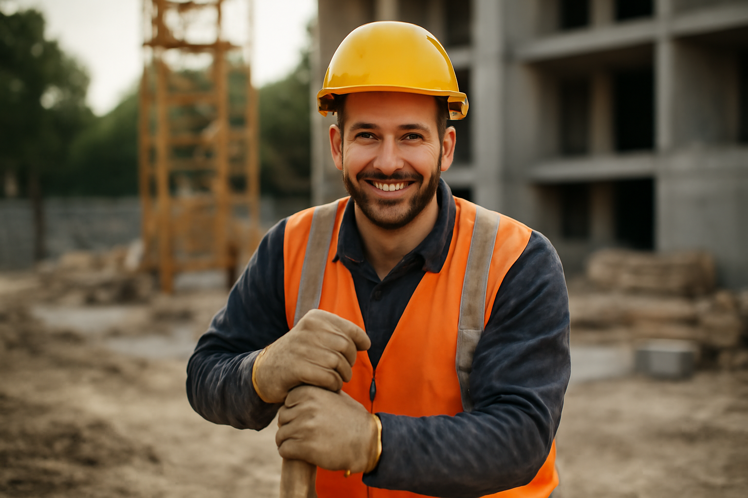 ma-mutuelle-mutuelle-entreprise-interim-court intérimaire travaillant sur un chantier