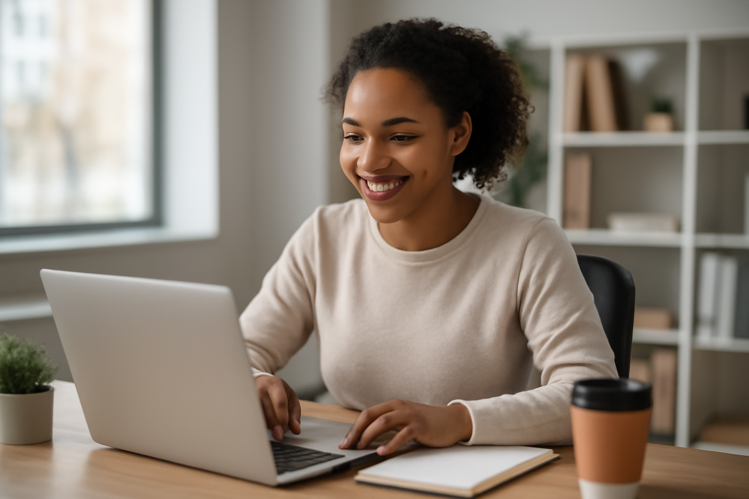 ma-mutuelle-mutuelle-entreprise-mi-temps salariée travaillant dans un bureau
