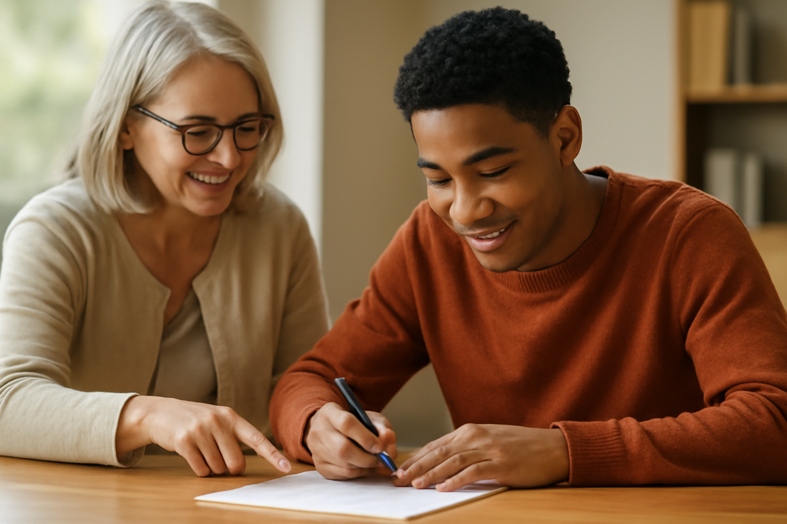 étudiant signant des papiers d’inscription